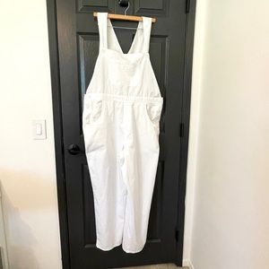 White Adjustable Cotton Blend Overalls Size XL